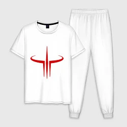 Пижама хлопковая мужская Quake logo, цвет: белый