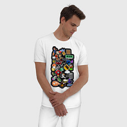 Пижама хлопковая мужская Стикеры 8бит, цвет: белый — фото 2