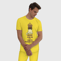 Пижама хлопковая мужская Keep Calm & Hate Everyone, цвет: желтый — фото 2