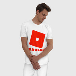 Пижама хлопковая мужская Roblox Logo, цвет: белый — фото 2