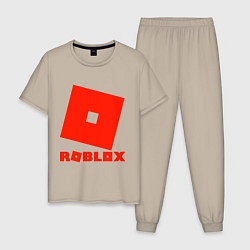 Пижама хлопковая мужская Roblox Logo, цвет: миндальный