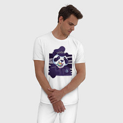 Пижама хлопковая мужская Панда Полицейский, цвет: белый — фото 2