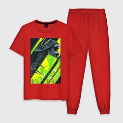 Пижама хлопковая мужская Чужой alien, цвет: красный