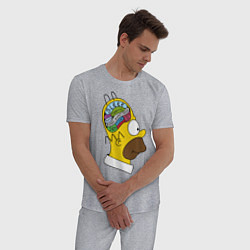Пижама хлопковая мужская Мозг Гомера цвета меланж — фото 2