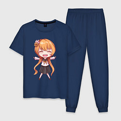 Пижама хлопковая мужская Милая аниме девочка, цвет: тёмно-синий