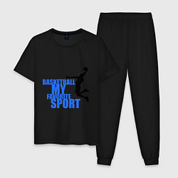Пижама хлопковая мужская Basketball - my favorite, цвет: черный