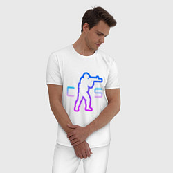 Пижама хлопковая мужская CS - логотип с бойцом, цвет: белый — фото 2