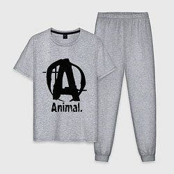 Пижама хлопковая мужская Animal Logo, цвет: меланж