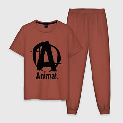 Пижама хлопковая мужская Animal Logo, цвет: кирпичный