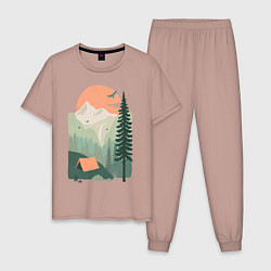 Пижама хлопковая мужская Wood Adventure, цвет: пыльно-розовый