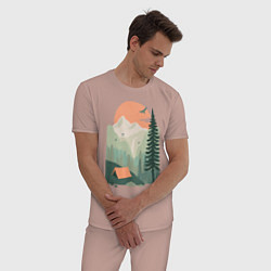 Пижама хлопковая мужская Wood Adventure, цвет: пыльно-розовый — фото 2