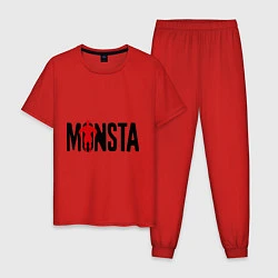 Пижама хлопковая мужская Monsta, цвет: красный