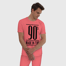 Пижама хлопковая мужская Made in the 90s цвета коралловый — фото 2