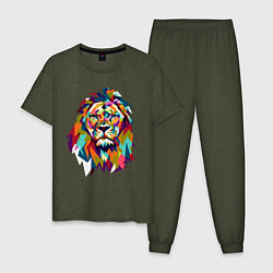Пижама хлопковая мужская Lion Art, цвет: меланж-хаки