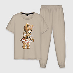 Пижама хлопковая мужская Nasty Bear, цвет: миндальный