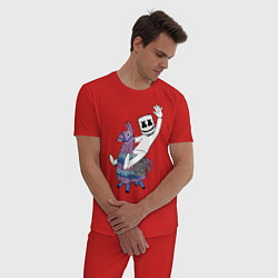 Пижама хлопковая мужская Marshmello x Llama, цвет: красный — фото 2