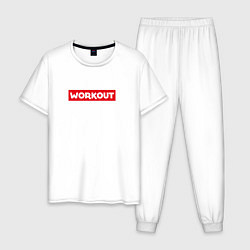 Пижама хлопковая мужская Obey workout, цвет: белый