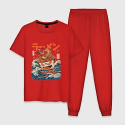 Пижама хлопковая мужская Great Ramen: Kanagawa, цвет: красный
