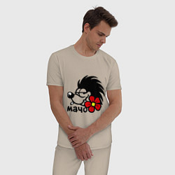 Пижама хлопковая мужская Игривый мачо цвета миндальный — фото 2