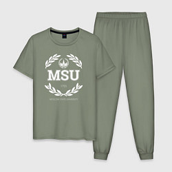 Пижама хлопковая мужская MSU, цвет: авокадо