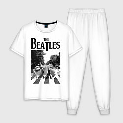 Пижама хлопковая мужская The Beatles: Mono Abbey Road, цвет: белый