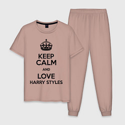 Пижама хлопковая мужская Keep Calm & Love Harry Styles, цвет: пыльно-розовый