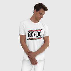 Пижама хлопковая мужская AC/DC Voltage, цвет: белый — фото 2