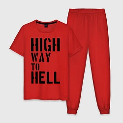 Пижама хлопковая мужская High way to hell, цвет: красный