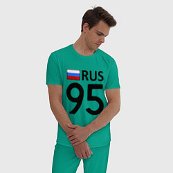 Пижама хлопковая мужская RUS 95, цвет: зеленый — фото 2