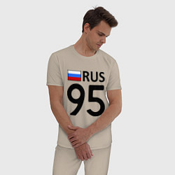 Пижама хлопковая мужская RUS 95, цвет: миндальный — фото 2