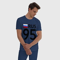 Пижама хлопковая мужская RUS 95, цвет: тёмно-синий — фото 2
