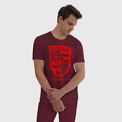 Пижама хлопковая мужская PORSCHE цвета меланж-бордовый — фото 2