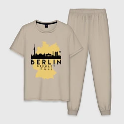 Пижама хлопковая мужская Берлин - Германия, цвет: миндальный