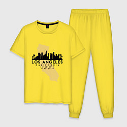 Пижама хлопковая мужская Лос-Анджелес - США цвета желтый — фото 1