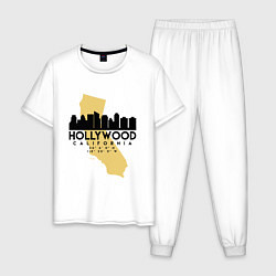 Пижама хлопковая мужская Голливуд - США, цвет: белый