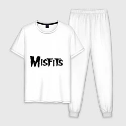 Пижама хлопковая мужская Misfits logo, цвет: белый