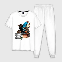 Пижама хлопковая мужская GTA 5: Motorbuster, цвет: белый