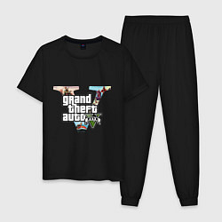 Пижама хлопковая мужская GTA V: City, цвет: черный