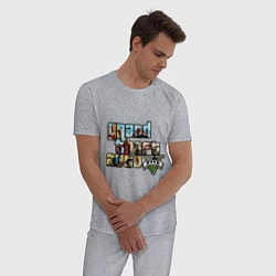 Пижама хлопковая мужская GTA V Stories, цвет: меланж — фото 2