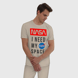 Пижама хлопковая мужская Nasa i need my space, цвет: миндальный — фото 2