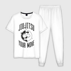 Пижама хлопковая мужская Jiu Jitsu, цвет: белый