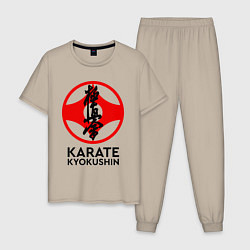 Пижама хлопковая мужская Karate Kyokushin, цвет: миндальный