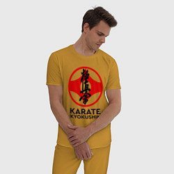 Пижама хлопковая мужская Karate Kyokushin, цвет: горчичный — фото 2