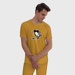 Пижама хлопковая мужская Pittsburgh Penguins: Evgeni Malkin, цвет: горчичный — фото 2