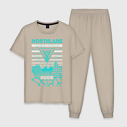 Пижама хлопковая мужская Northlane: Node цвета миндальный — фото 1