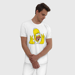 Пижама хлопковая мужская Homer Ahegao, цвет: белый — фото 2