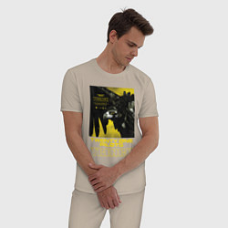 Пижама хлопковая мужская TOP: TRENCH, цвет: миндальный — фото 2