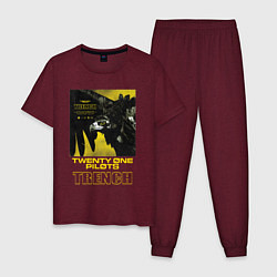 Пижама хлопковая мужская TOP: TRENCH, цвет: меланж-бордовый