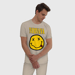 Пижама хлопковая мужская NIRVANA, цвет: миндальный — фото 2
