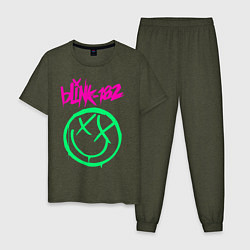 Пижама хлопковая мужская BLINK-182, цвет: меланж-хаки